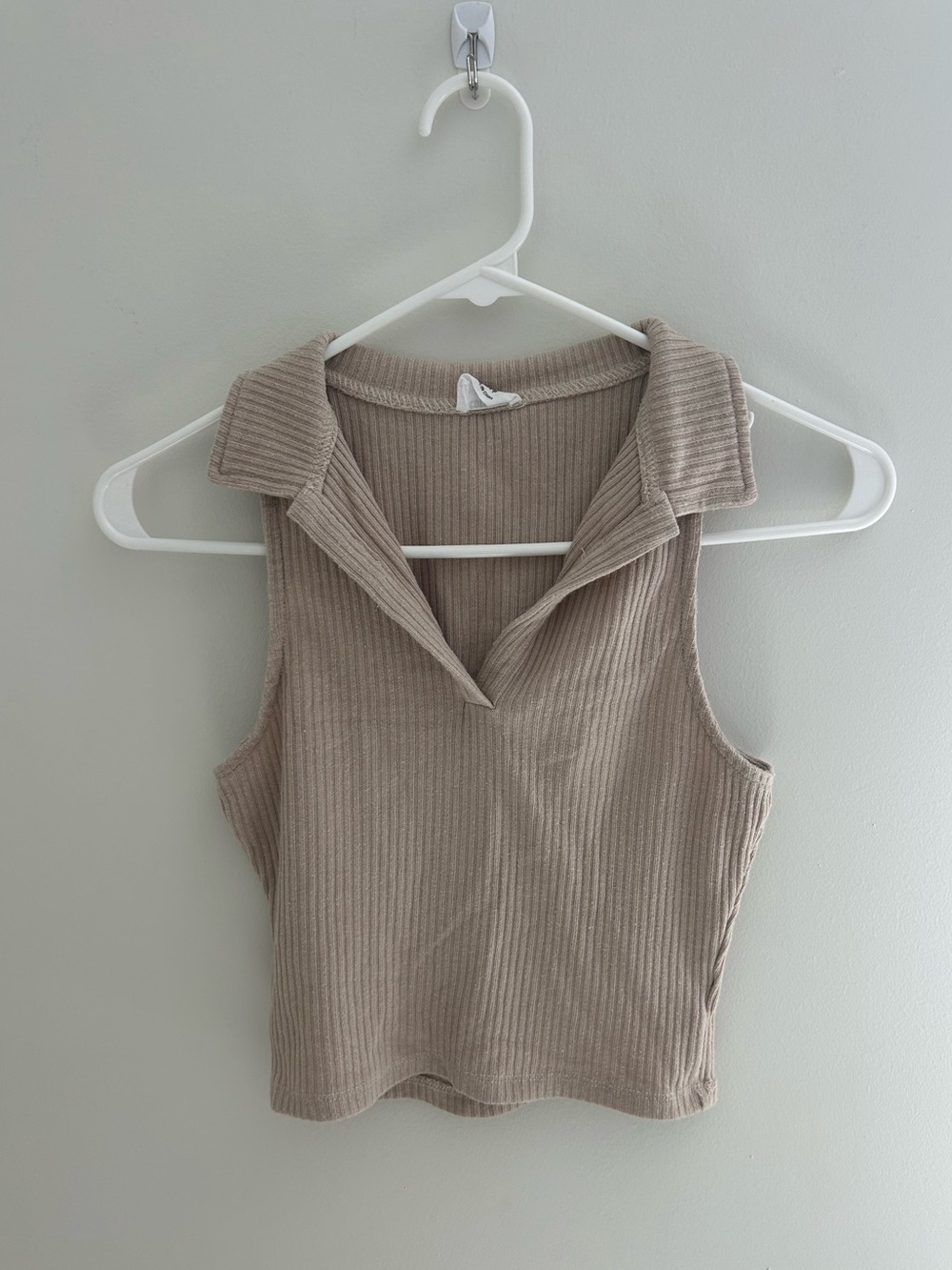 Cotton On Taupe Ribbed Collared Tank